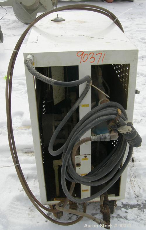 USED: Budzar Industries thermal fluid hot oil temperature controller, model 10T-1220-VLC. 3/60/460 volt, 17.4 amp. 12 kW heater. Temperature range 200 to 450 deg F. Mounted on casters.