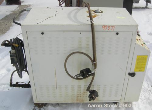 USED: Budzar Industries thermal fluid hot oil temperature controller, model 10T-1220-VLC. 3/60/460 volt, 17.4 amp. 12 kW heater. Temperature range 200 to 450 deg F. Mounted on casters.