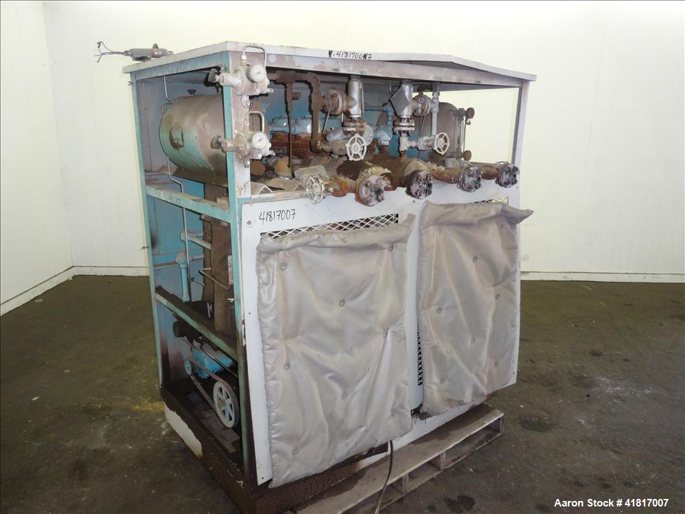 Used Budzar Dual Hot Oil Unit. Each unit has an air tank and an approximate 5 hp motor. 1" returns and discharge outlets.