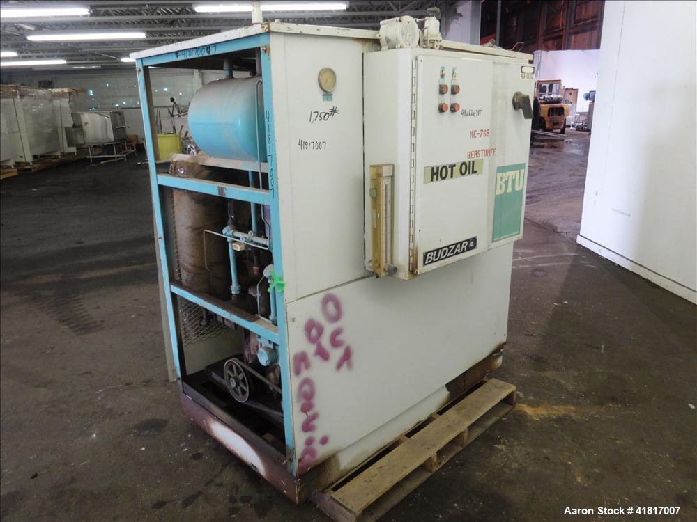 Used Budzar Dual Hot Oil Unit. Each unit has an air tank and an approximate 5 hp motor. 1" returns and discharge outlets.