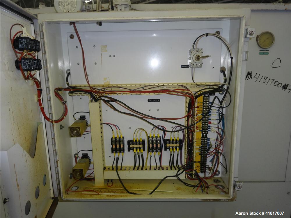 Used Budzar Dual Hot Oil Unit. Each unit has an air tank and an approximate 5 hp motor. 1" returns and discharge outlets.