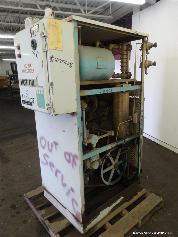 Used Budzar Hot Oil Unit. Includes air tank, approximate 5hp motor and an attached control panel. 1160 #.