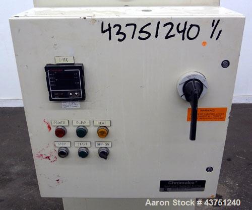 Used Chromalox Hot Oil Temperature Control Heater, 9 kW, Model OTCSW-550-9XX. Includes a control panel. Mounted on casters. 3/60/240 Volts.