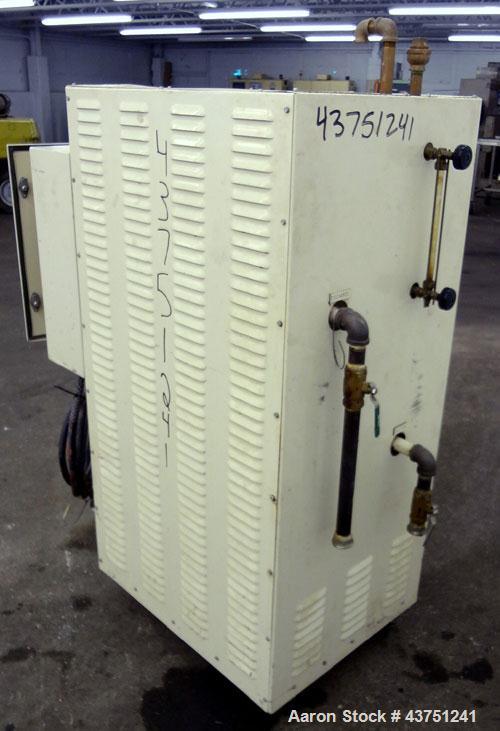 Used Chromalox Hot Oil Temperature Control Heater, 9 kW, Model OTCSW-550-9XX. Includes a control panel. Mounted on casters. 3/60/240 Volts.