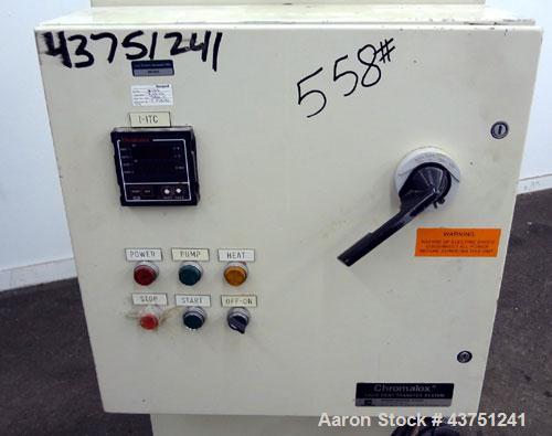 Used Chromalox Hot Oil Temperature Control Heater, 9 kW, Model OTCSW-550-9XX. Includes a control panel. Mounted on casters. 3/60/240 Volts.