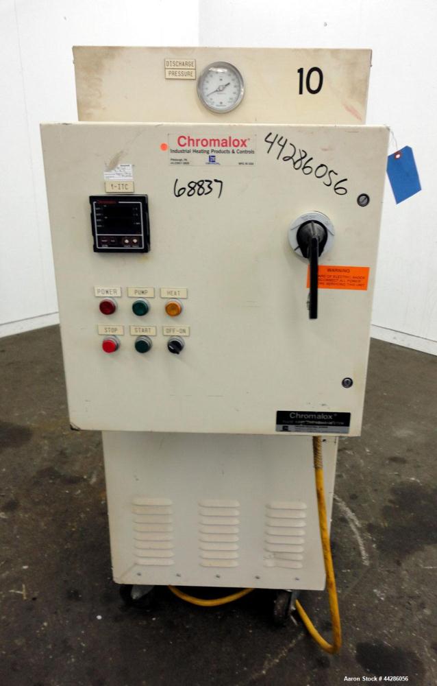 Used Chromalox Hot Oil Temperature Control Heater, 9 kW, Model OTCSW-550-9XX. Includes a control panel. Mounted on casters. 3/60/240 Volts.