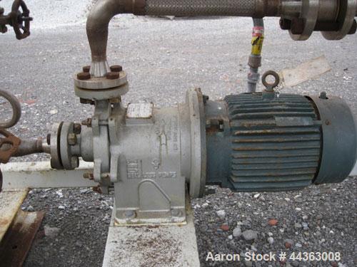 Used Chromalox electric oil heater, 30 kw capcity, electrically heated bayonet heater, 480 volt, 3 phase, skid mounted with Kontro centrifugal circulation pump, 316 stainless steel construction, 5 hp...