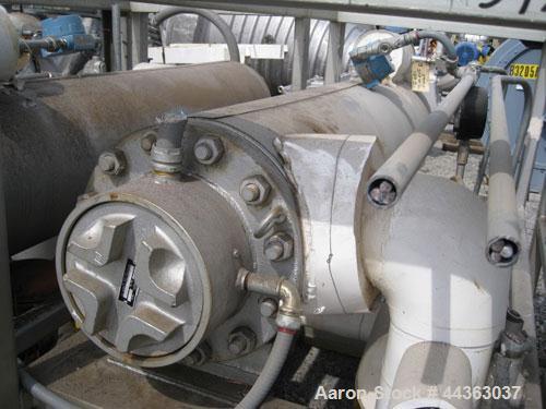 Used Chromalox Electric Oil Heater, 60 kw capacity, electrically heated bayonet heater, 480 volt, 3 phase, skid mounted with Kontro centrifugal circulation pump, carbon steel construction, 7.5 hp, 60...