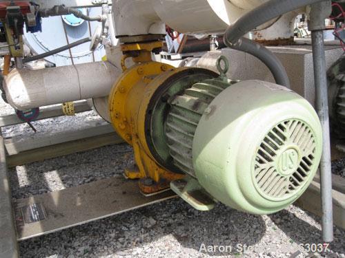 Used Chromalox Electric Oil Heater, 60 kw capacity, electrically heated bayonet heater, 480 volt, 3 phase, skid mounted with Kontro centrifugal circulation pump, carbon steel construction, 7.5 hp, 60...