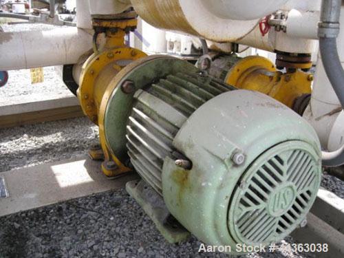 Used Chromalox Electric Oil Heater, 80 kw capacity, electrically heated bayonet heater, 480 volt, 3 phase, skid mounted with Kontro centrifugal circulation pump, carbon steel construction, 7.5 hp, 60...