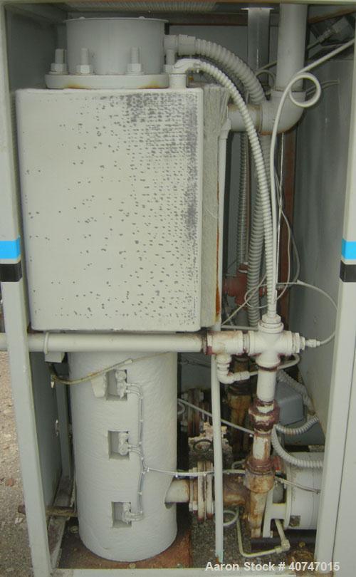 Used Cincinnati Milacron Hot Oil Temperature Control Unit,model CD0TC-100, 12 kw, 2 zones. Temperature range 100-500 deg F. 3/60/460 volt, 40 amp. Mounted on casters.