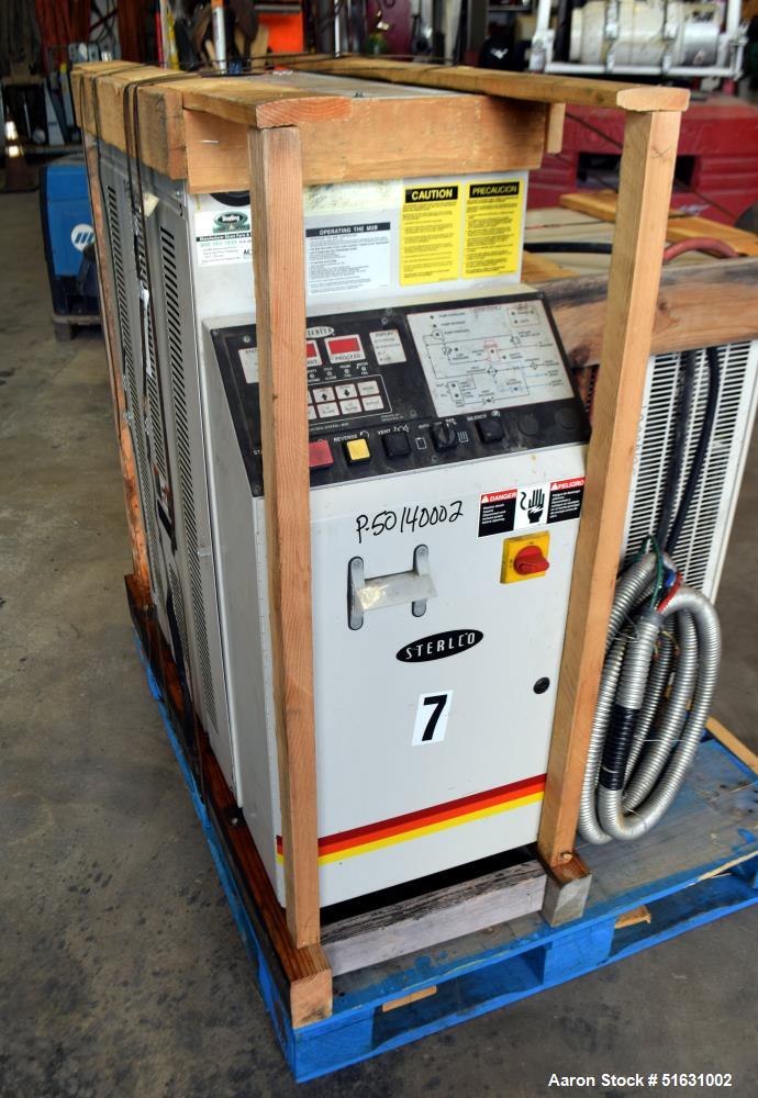 Used Sterlco Model M2B 2016-MO 16 kW Single Zone Portable Hot Oil Process Heater Temperature Control Unit. 24 Gallons per minute. 2 HP pump motor. Maximum pressure 100 psi. Maximum operating temperat...