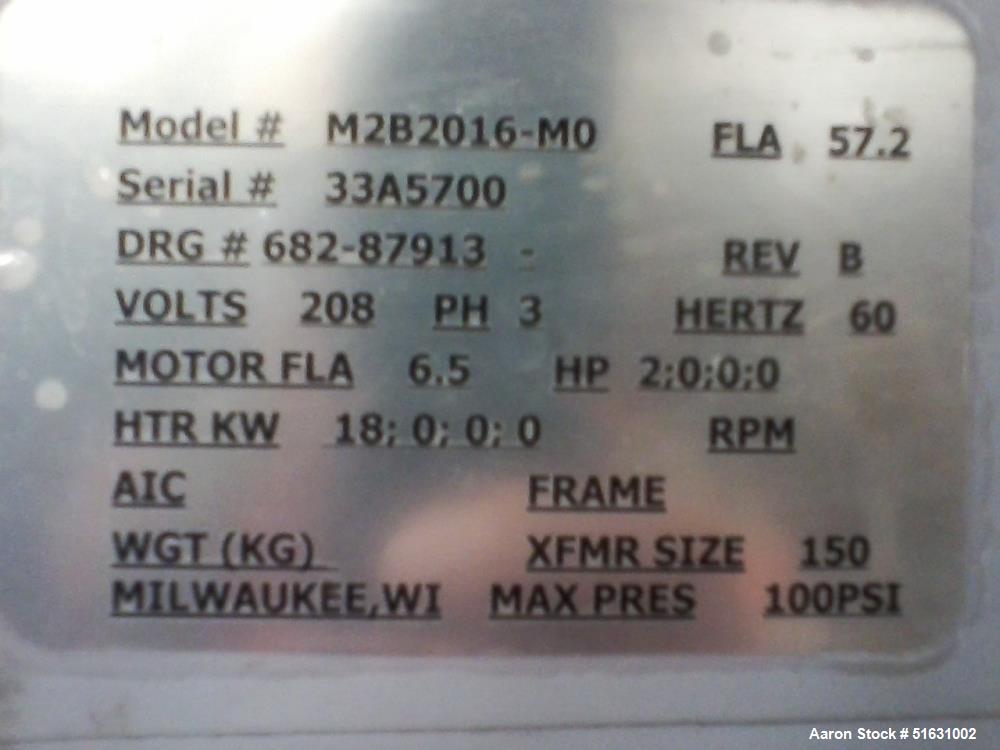 Used Sterlco Model M2B 2016-MO 16 kW Single Zone Portable Hot Oil Process Heater Temperature Control Unit. 24 Gallons per minute. 2 HP pump motor. Maximum pressure 100 psi. Maximum operating temperat...