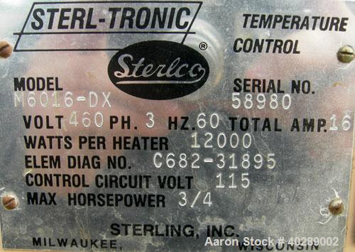 Used Sterlco Hot Oil Temerature Controller, Model M6016-DX. 12 kW, 3/60/460 volt, 16 amp. Mounted on casters.