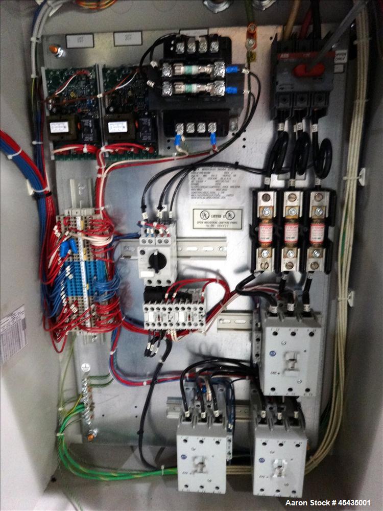 Used 48 KW Sterling Model M2B2016-U1 Hot Oil Liquid Temperature Controller; S/N 37L0183, 5 HP Pump, 480 VOLT, MAX PRESSURE 150 PSIG, 460 Volt, 3 Phase, 60 Hz, Full Load 62 Amps, TEFC Pump 18 Gallons ...
