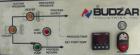 USED: Budzar Industries thermal fluid hot oil temperature controller, model 10T-1220-VLC. 3/60/460 volt, 17.4 amp. 12 kW heater. Temperature range 200 to 450 deg F. Mounted on casters.