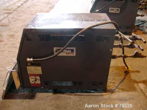 USED: AEC water temp unit, model TDW-1NX-Q, Heater 9 KW, 3/4 HP, 1" inlet and outlet,max temp 250 deg F, 3/60/230. Mounted on casters.