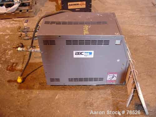 USED: AEC water temp unit, model TDW-1NX-Q, Heater 9 KW, 3/4 HP, 1" inlet and outlet,max temp 250 deg F, 3/60/230. Mounted on casters.