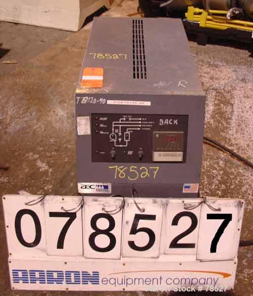Used AEC Water Temperature Control Unit, Model TDW-1NX-Q. Heater rated 9 kW, 3/4 hp, 3/60/208-230/460 volt, 3450/2850 rpm pump. 1" inlet and outlet, maximum temperature rating 250 deg F. Mounted on c...