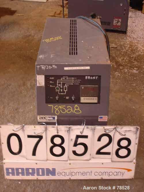 Used AEC Water Temperature Control Unit, Model TDW-1NX-Q. Heater rated 9 kW, 3/4 hp, 3/60/208-230/460 volt, 3450/2850 rpm pump. 1" inlet and outlet, maximum temperature rating 250 deg F. Mounted on c...