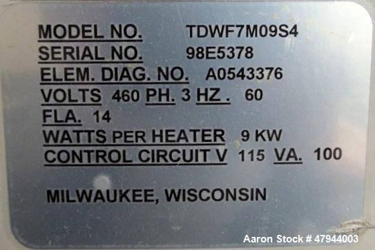 Used AEC TrueTemp Series Water Temperature Control Unit, Model TDWF7M09S4. 9KW, 3/60/460 volt. Serial# 98E5378.