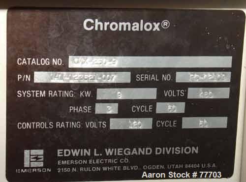 USED: Chromalox water circulating temperature controller, modelCMS-250-9. Open loop, 9 kw, 3/60/480 volt.