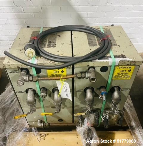 Used Conair Temperature Controller, Model TC2-DI. 9kW each, 18kW total. Operating temperature 32 to 250 Degrees F. Pumps 3/4hp. 3/60/460 volt, 30 amp. Mounted on casters. Serial# 92G129.
