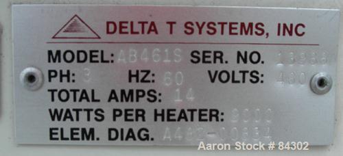USED: Delta T Systems Water Temperature Control Unit, model AB461S, 9 kw. 250 degrees F max temperature range. Single zone, 3/60/460 volt, 14 amp. Unit requires a controller.