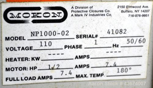 Used Mocon Leak-Master Negative Pressure System, Model NP1000-02. Designed to stop leaks in molds and processes without stopping production. 1/2hp pump (housing cracked), flow rate 9 gallons per minu...