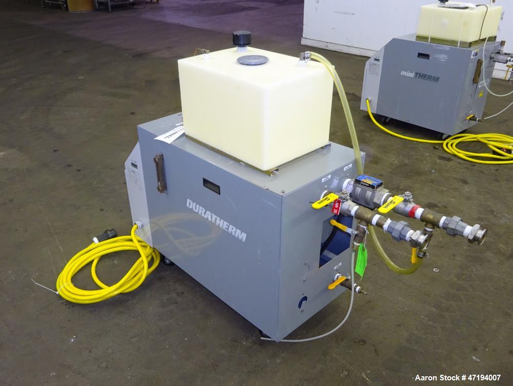 Used Mokon Duratherm Circulating Water Temperature Control System, Model DR4309DR. 9KW, 3/60/460 volts. Maximum temperature 200 degrees F. Includes a control panel with a Eurotherm controller. Serial...