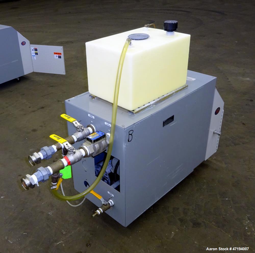 Used Mokon Duratherm Circulating Water Temperature Control System, Model DR4309DR. 9KW, 3/60/460 volts. Maximum temperature 200 degrees F. Includes a control panel with a Eurotherm controller. Serial...
