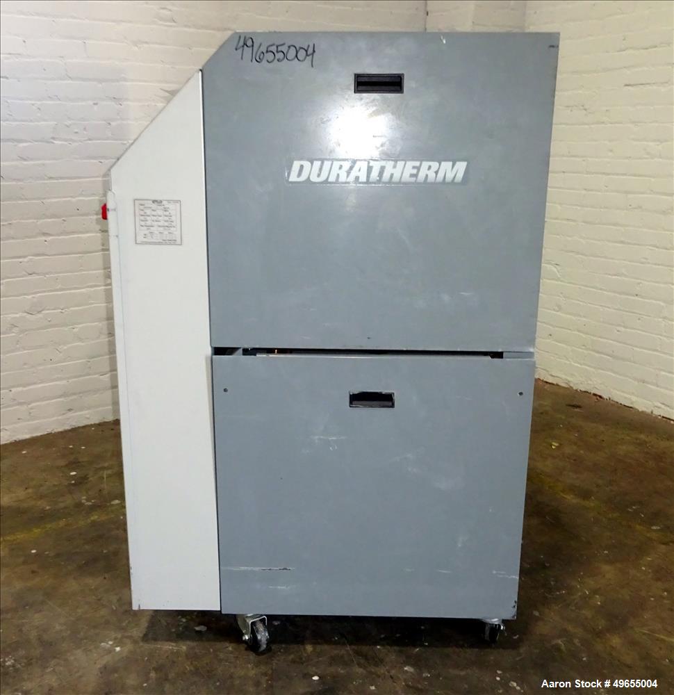 Used Mokon Duratherm Circulating Water Temperature Control System, Model DT4336HT. 36 KW, 3/60/460 volts. Maximum temperature 250 degrees F. Includes a control panel with a Eurotherm 2204E controller...