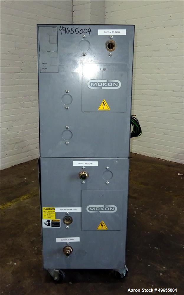 Used- Mokon Duratherm Circulating Water Temperature Control System, Model DT4336HT. 36 KW, 3/60/460 volts. Maximum temperatu...