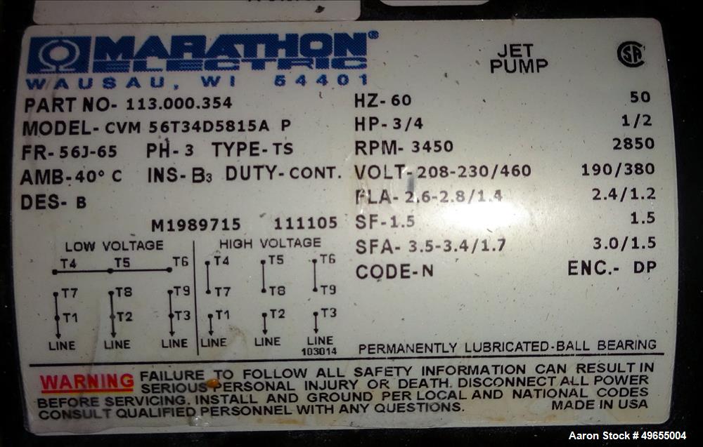 Used Mokon Duratherm Circulating Water Temperature Control System, Model DT4336HT. 36 KW, 3/60/460 volts. Maximum temperature 250 degrees F. Includes a control panel with a Eurotherm 2204E controller...