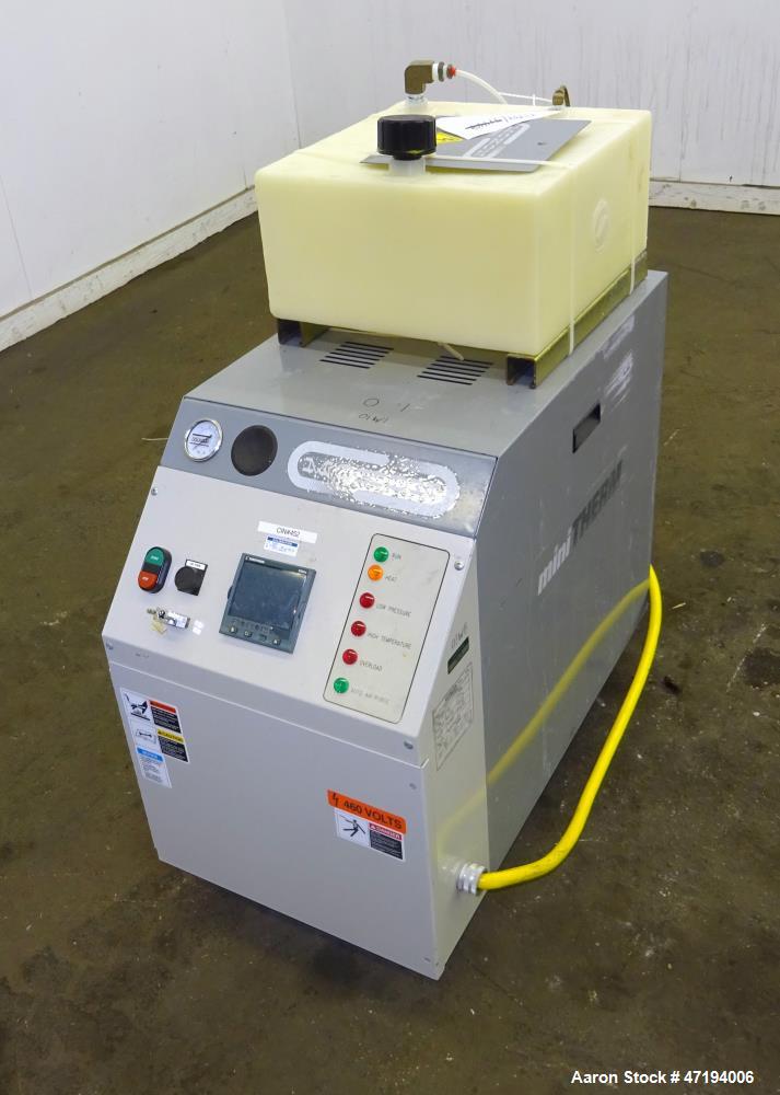Used Mokon Minitherm Circulating Water Temperature Control System, Model MT430234. 2KW, 3/60/460 volts. Maximum temperature 200 degrees F. Includes a control panel with a Eurotherm controller. Serial...