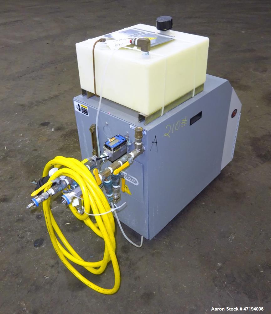 Used Mokon Minitherm Circulating Water Temperature Control System, Model MT430234. 2KW, 3/60/460 volts. Maximum temperature 200 degrees F. Includes a control panel with a Eurotherm controller. Serial...