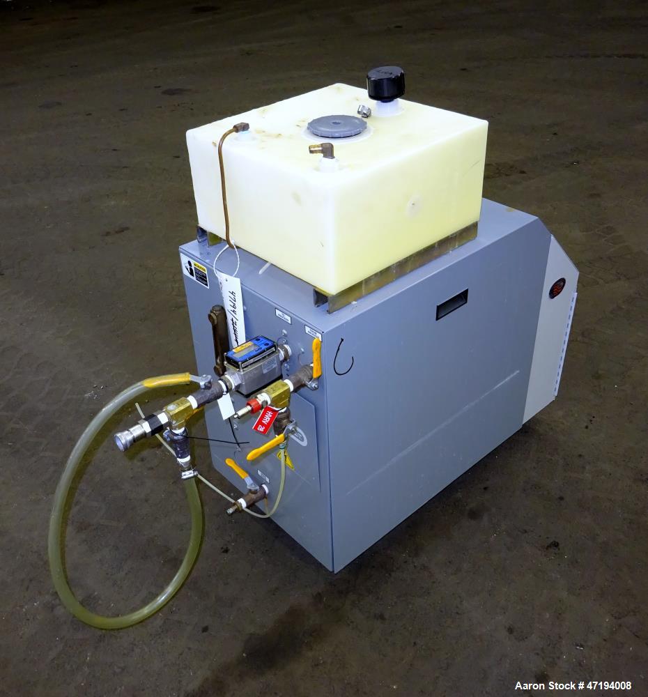Used Mokon Minitherm Circulating Water Temperature Control System, Model MT430234. 2KW, 3/60/460 volts. Maximum temperature 200 degrees F. Includes a control panel with a Eurotherm controller. Serial...