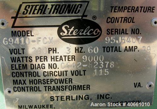 Used Sterlco Sterl-Tronic Heating and Ttemperature Control Unit, model G9410-FCX. 3/60/230 volt, 29 amps.  9000 watts per heater.  Operating temperature range from supply water to 250 degrees F.  Dri...