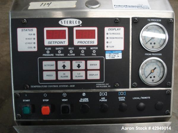 Used Sterlco water heater, model M2B2010-CX, 12 kw, single zone, 460 volt with pump, serial# 31F9460. NOTE PRICE INCLUDES A 15% BUYERS PREMIUM.