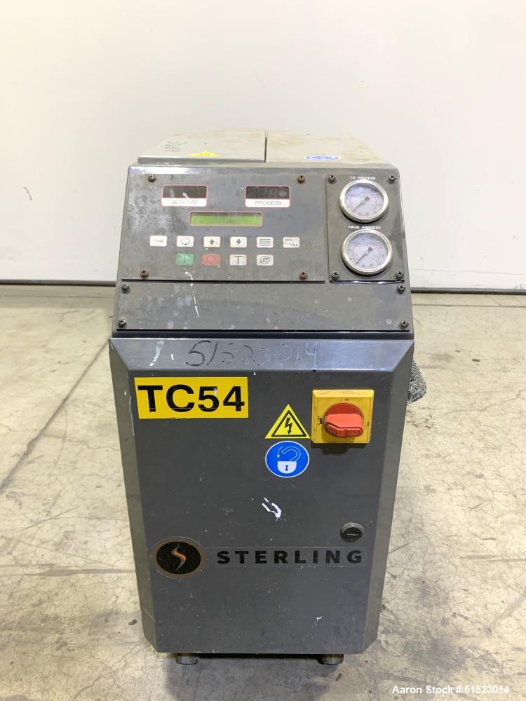 Used Sterlco Portable Water Temperature Control Unit, Model M2B2010-D.  1 HP Pump, 35 GPM, 150 PSI Max Working Pressure, 9 kW Heater, 32-250 Degrees F Setpoint Operating Range.  3/60/208 Volt.  Seria...