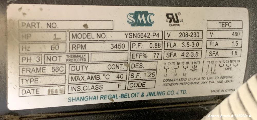 Used Sterlco Portable Water Temperature Control Unit, Model M2B2010-D.  1 HP Pump, 35 GPM, 150 PSI Max Working Pressure, 9 kW Heater, 32-250 Degrees F Setpoint Operating Range.  3/60/208 Volt.  Seria...