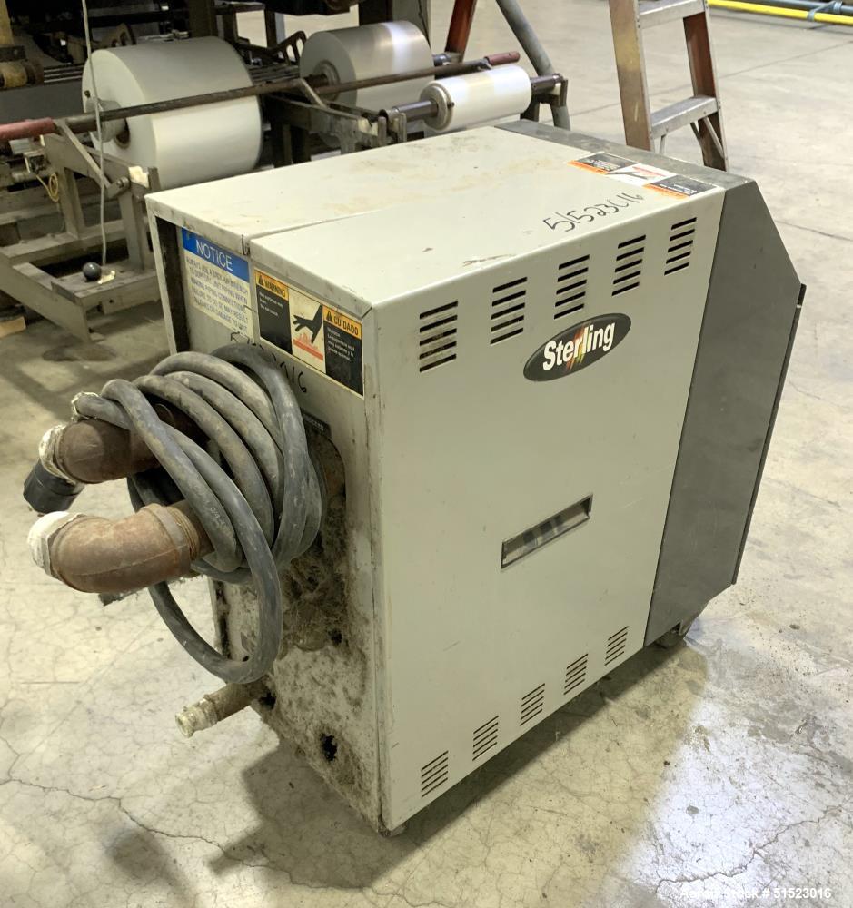 Used Sterlco Portable Water Temperature Control Unit, Model M2B2010-D.  1 HP Pump, 35 GPM, 150 PSI Max Working Pressure, 9 kW Heater, 32-250 Degrees F Setpoint Operating Range.  3/60/208 Volt.  Seria...