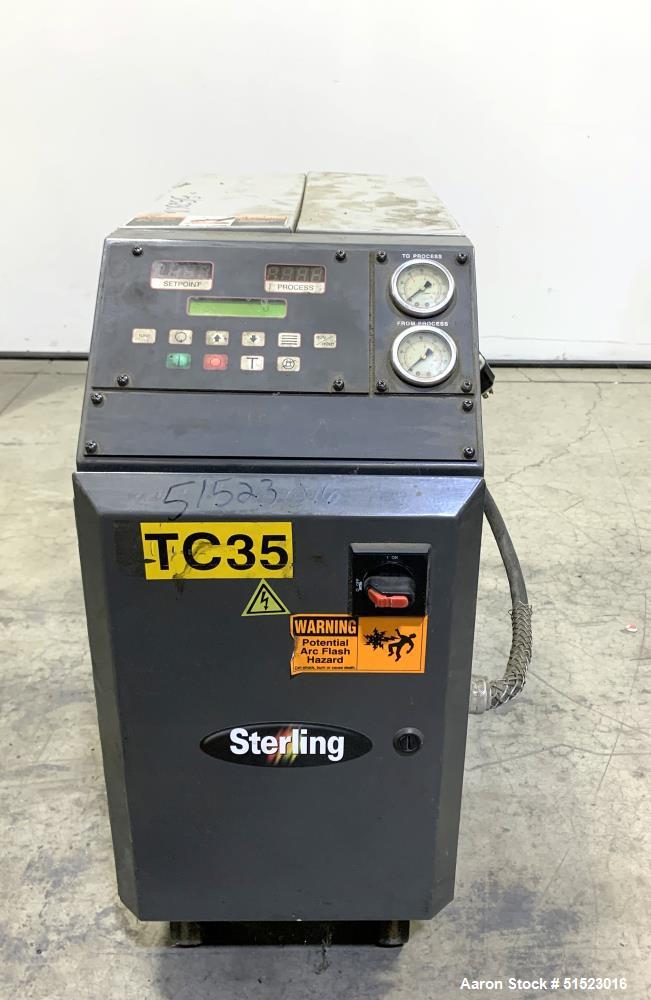 Used Sterlco Portable Water Temperature Control Unit, Model M2B2010-D.  1 HP Pump, 35 GPM, 150 PSI Max Working Pressure, 9 kW Heater, 32-250 Degrees F Setpoint Operating Range.  3/60/208 Volt.  Seria...
