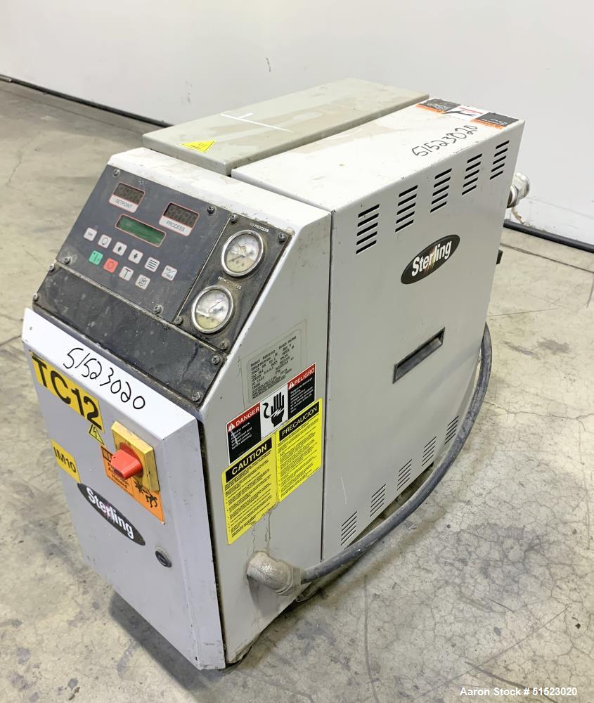 Used Sterlco Portable Water Temperature Control Unit, Model M2B2010-D.  1 HP Pump, 35 GPM, 150 PSI Max Working Pressure, 9 kW Heater, 32-250 Degrees F Setpoint Operating Range.  3/60/208 Volt.  Seria...