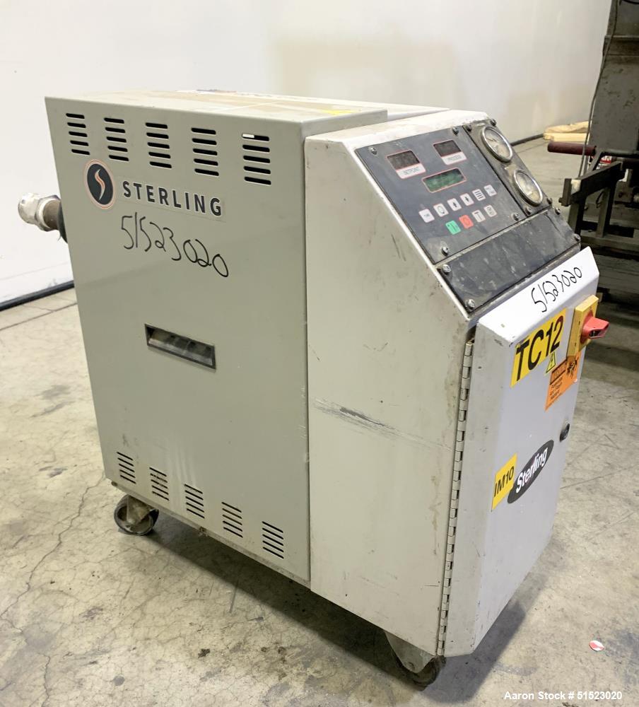 Used Sterlco Portable Water Temperature Control Unit, Model M2B2010-D.  1 HP Pump, 35 GPM, 150 PSI Max Working Pressure, 9 kW Heater, 32-250 Degrees F Setpoint Operating Range.  3/60/208 Volt.  Seria...