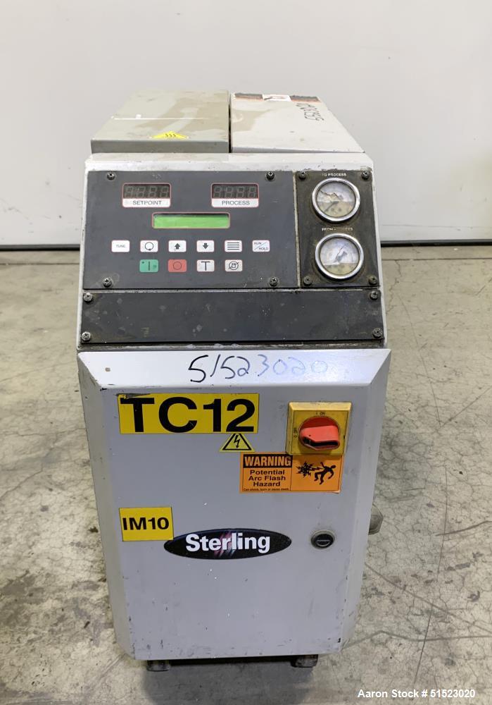 Used Sterlco Portable Water Temperature Control Unit, Model M2B2010-D.  1 HP Pump, 35 GPM, 150 PSI Max Working Pressure, 9 kW Heater, 32-250 Degrees F Setpoint Operating Range.  3/60/208 Volt.  Seria...