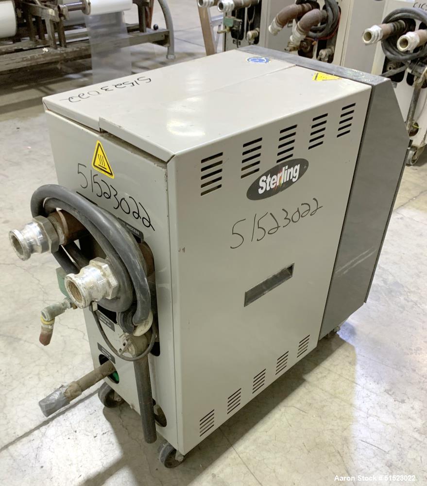 Used Sterlco Portable Water Temperature Control Unit, Model M2B2010-D.  1 HP Pump, 35 GPM, 150 PSI Max Working Pressure, 9 kW Heater, 32-250 Degrees F Setpoint Operating Range.  3/60/208 Volt.  Seria...