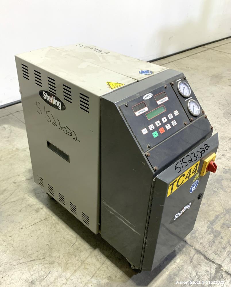 Used Sterlco Portable Water Temperature Control Unit, Model M2B2010-D.  1 HP Pump, 35 GPM, 150 PSI Max Working Pressure, 9 kW Heater, 32-250 Degrees F Setpoint Operating Range.  3/60/208 Volt.  Seria...