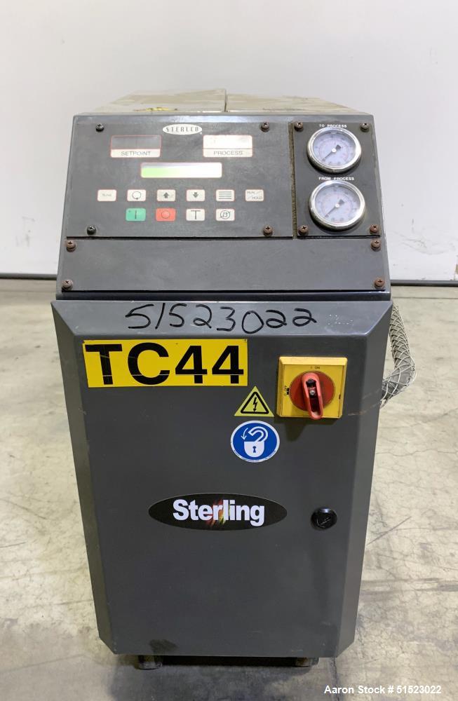 Used Sterlco Portable Water Temperature Control Unit, Model M2B2010-D.  1 HP Pump, 35 GPM, 150 PSI Max Working Pressure, 9 kW Heater, 32-250 Degrees F Setpoint Operating Range.  3/60/208 Volt.  Seria...