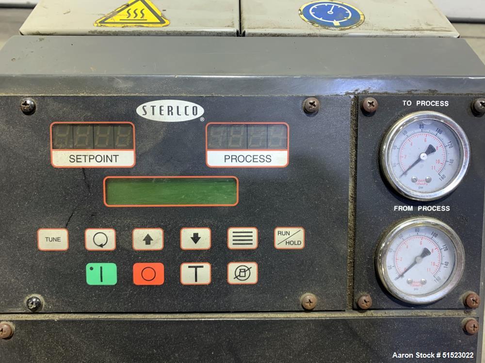 Used Sterlco Portable Water Temperature Control Unit, Model M2B2010-D.  1 HP Pump, 35 GPM, 150 PSI Max Working Pressure, 9 kW Heater, 32-250 Degrees F Setpoint Operating Range.  3/60/208 Volt.  Seria...